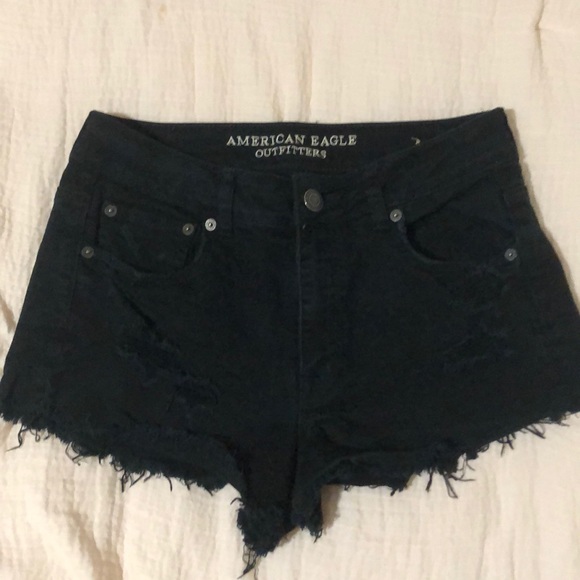Black high waisted AE Jean Shorts - Picture 1 of 3
